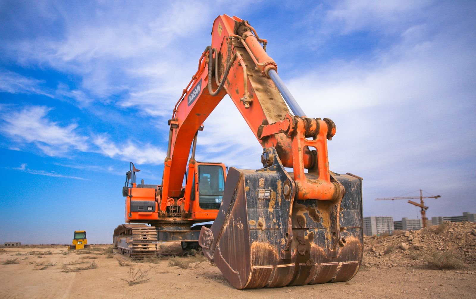 Excavator operating on a construction site.