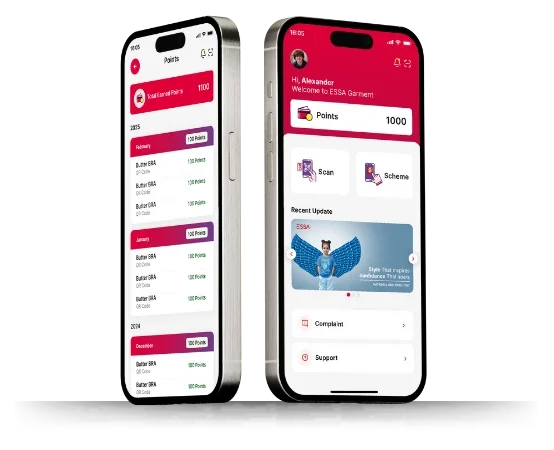Essa Trend B2B points and rewards history screen.